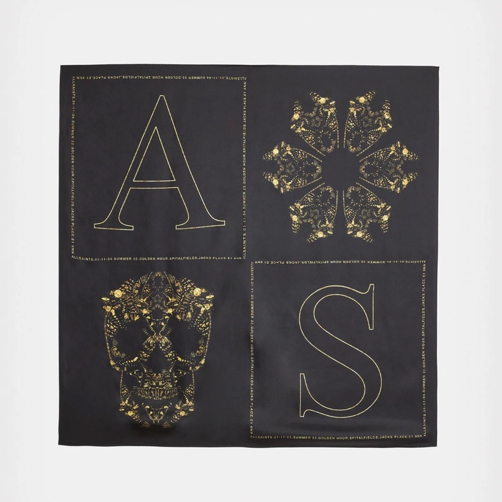All Saints Black and Gold Scarf